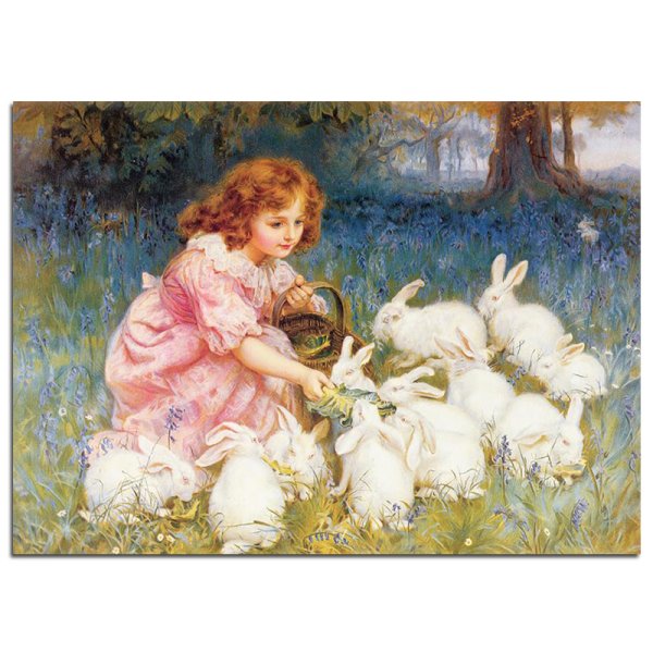 Девочка с кроликом в лесу