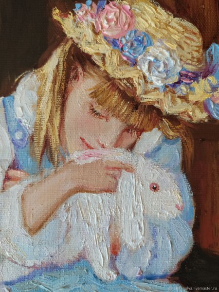 Девушка с кроликом живопись