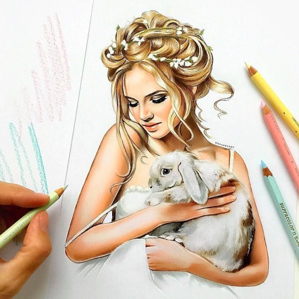 Девушка кролик арт
