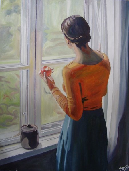 Женщина у окна живопись