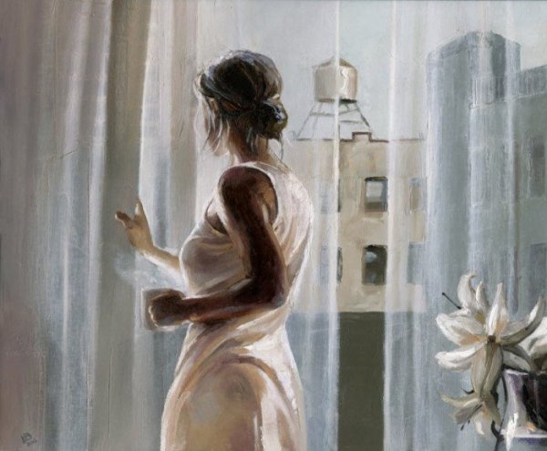 Женщина у окна живопись