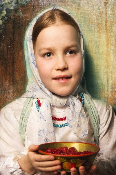 Картина девочка с ягодами н.Рачкова