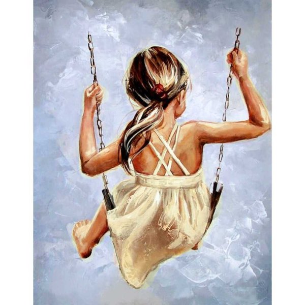 Девочка на качелях живопись