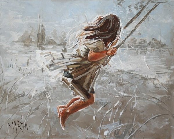 Картина девочка на качелях