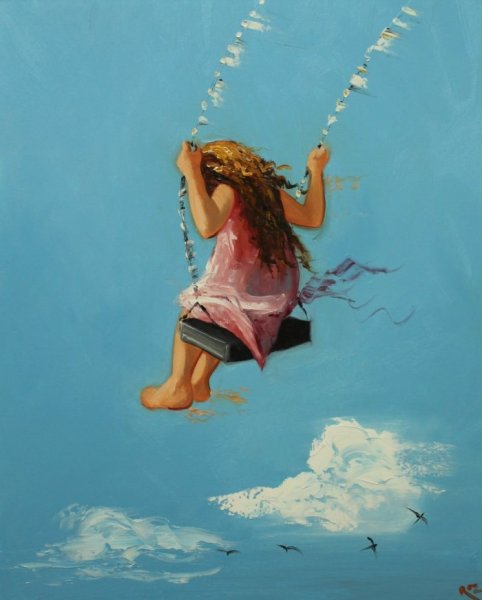 Качели акварель