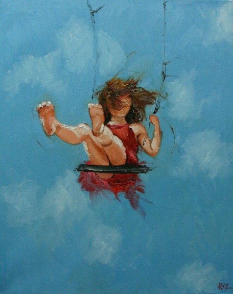 Картина девочка на качелях