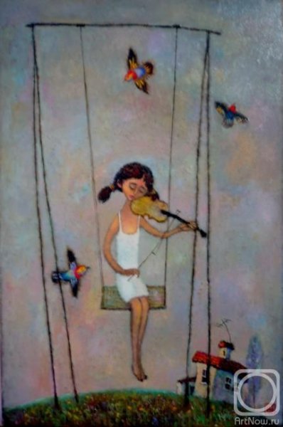 Картина девочка на качелях