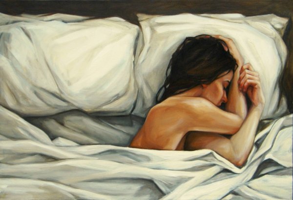 Картина женщина в постели