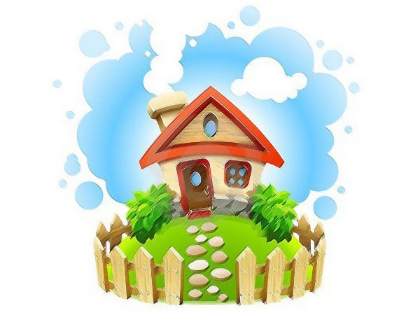 Сказочный домик с забором