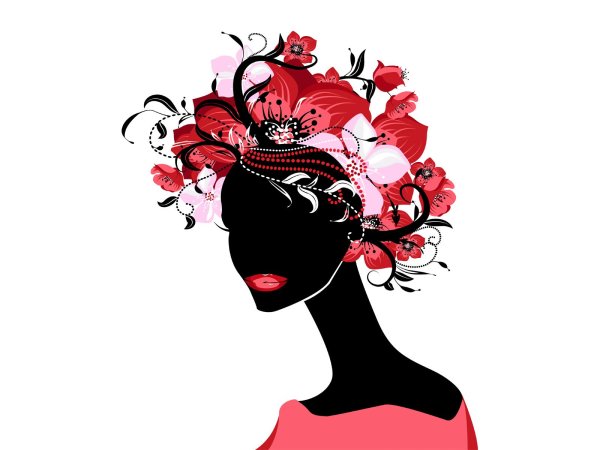 Силуэт девушки в цветах