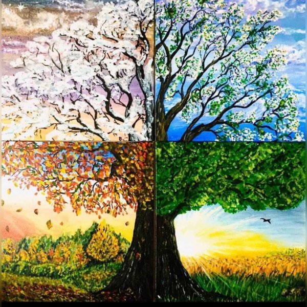Картина дерево четыре сезона