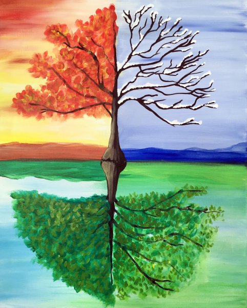 Пейзаж времена года дерево