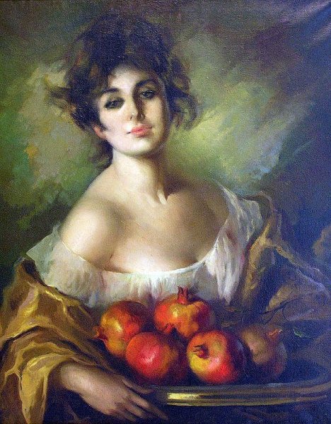 Девушка с фруктами картина