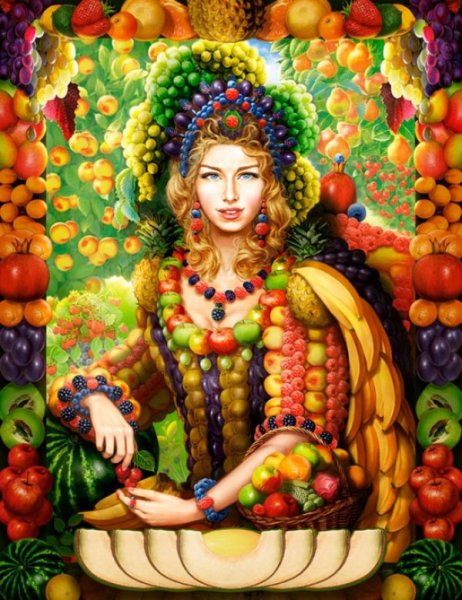 Девушка с фруктами арт