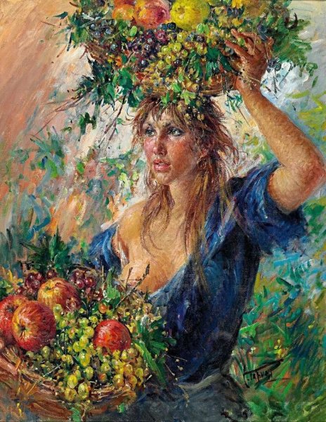 Игорь Казарин. Маленькая девочка с яблоками