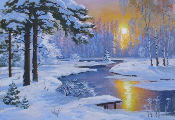 Картина зимний пейзаж