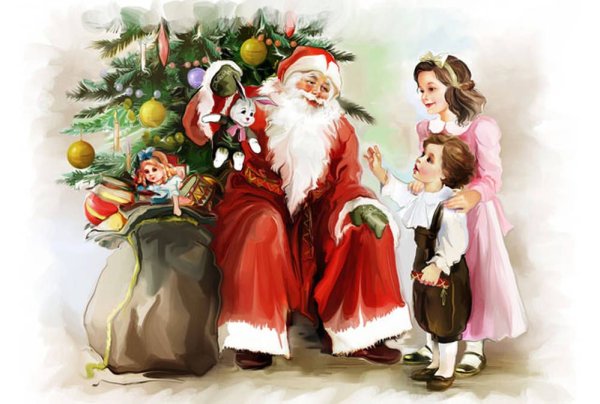 Дед Мороз и дети у елки