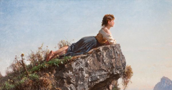 Filippo Palizzi (1818-1899 г.), "девушка на скале в Сорренто