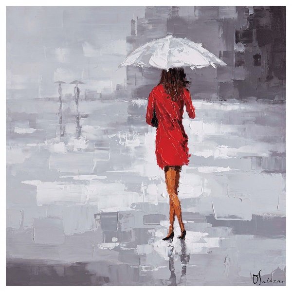 Девушка с зонтиком живопись