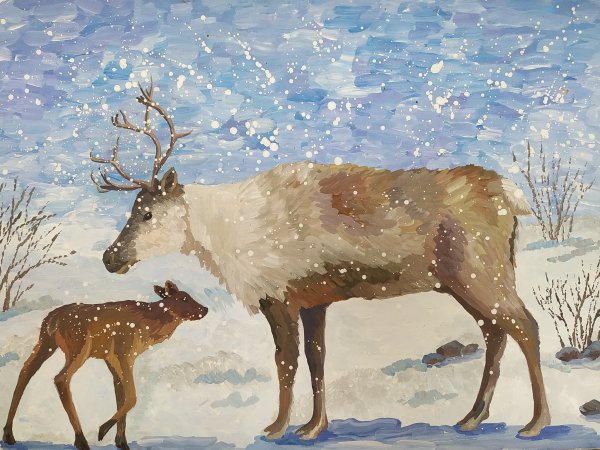 Северная олениха тундра художник
