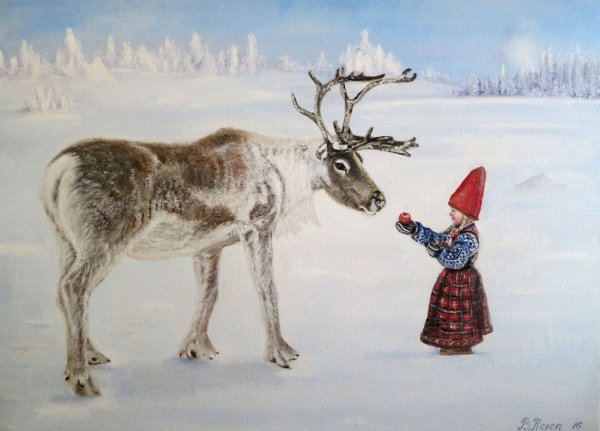 Картина Северные олени для детей