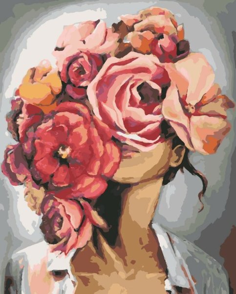 Картина девушка цветок