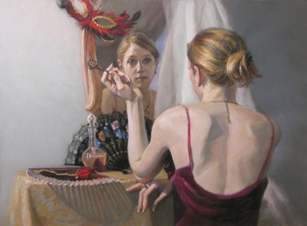 Девушка у зеркала живопись