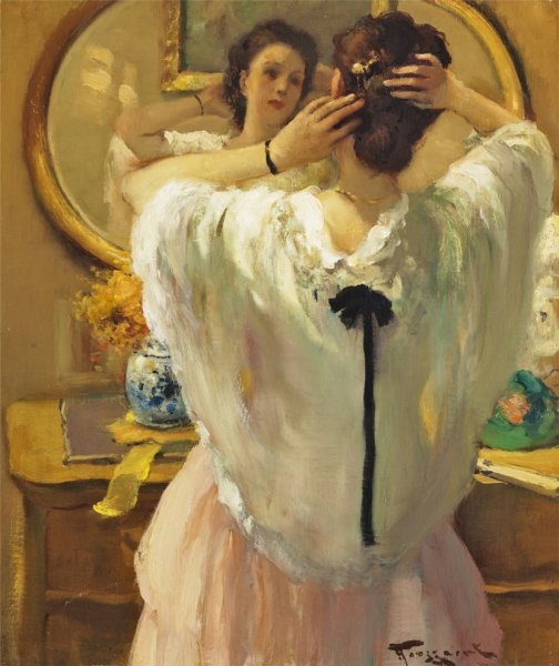 Женщина у зеркала живопись