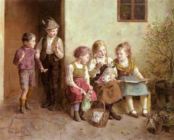 Художник Edmund Adler картина "дети"