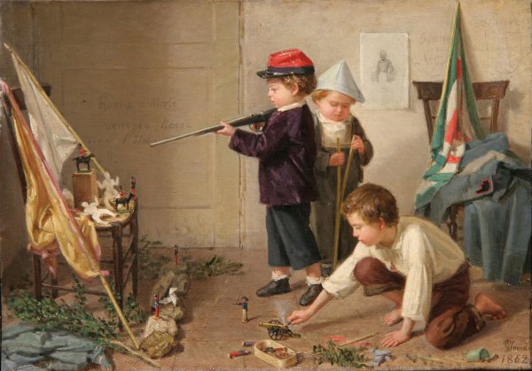 Дети играют в солдатиков