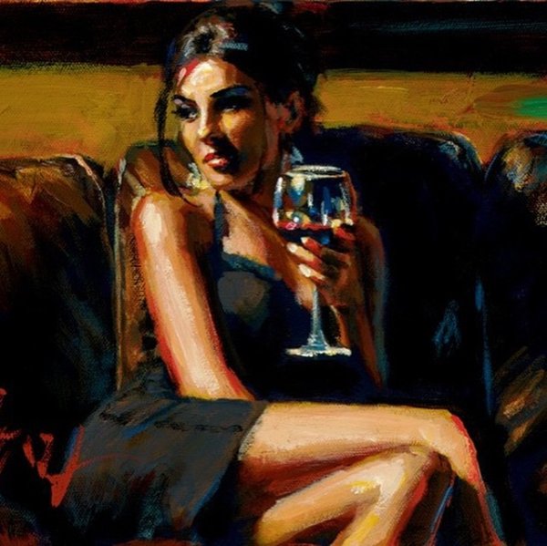 Девушка с бокалом вина живопись