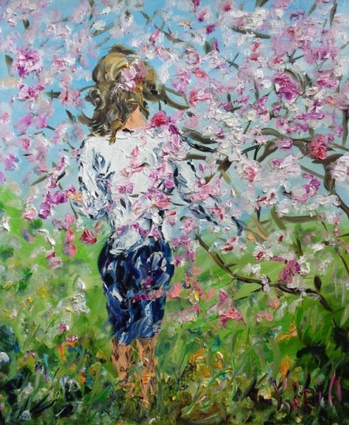 Весенний сад живопись