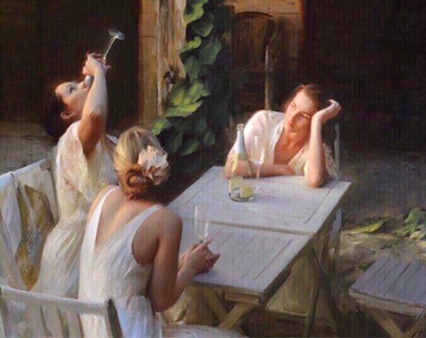 Картина три женщины за столом