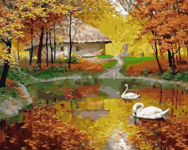 Художник Олег Щербаков "осень в пруду."