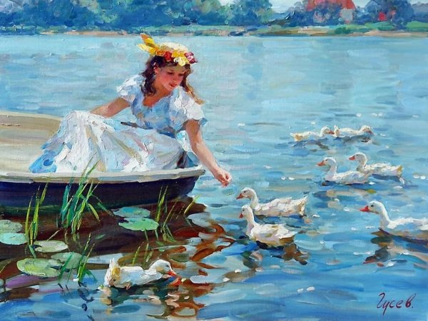 Дама у пруда