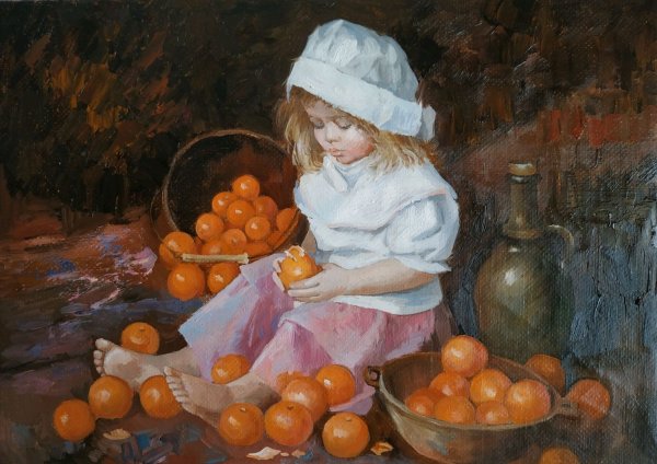Девочка с мандаринами