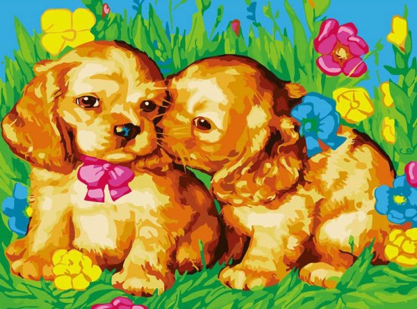 Раскрашивание по номерам собаки