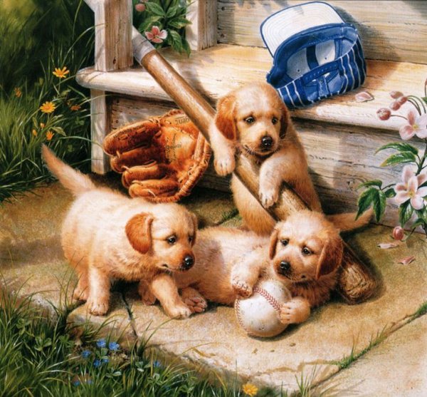 Щенок живопись