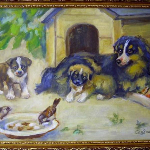 Собака со щенятами Веретенникова