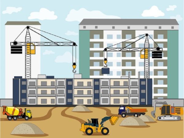 Картина на стройке для детей