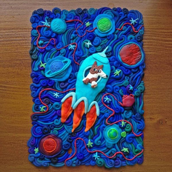 Картина из пластилина кот