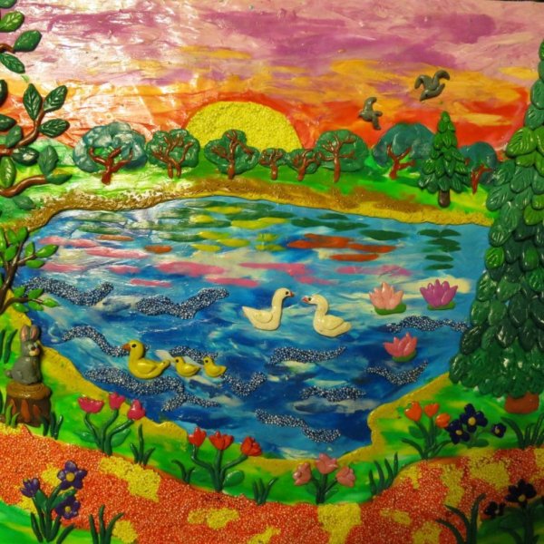 Панно из пластилина для детей