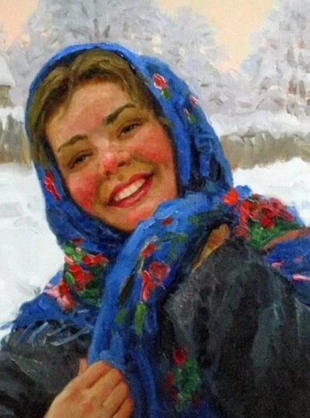 Портрет девочки в голубом платке