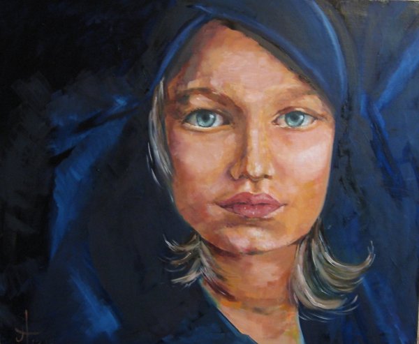 Нарисовать девушку в платке