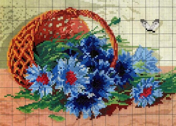 Вышивка васильки крестиком