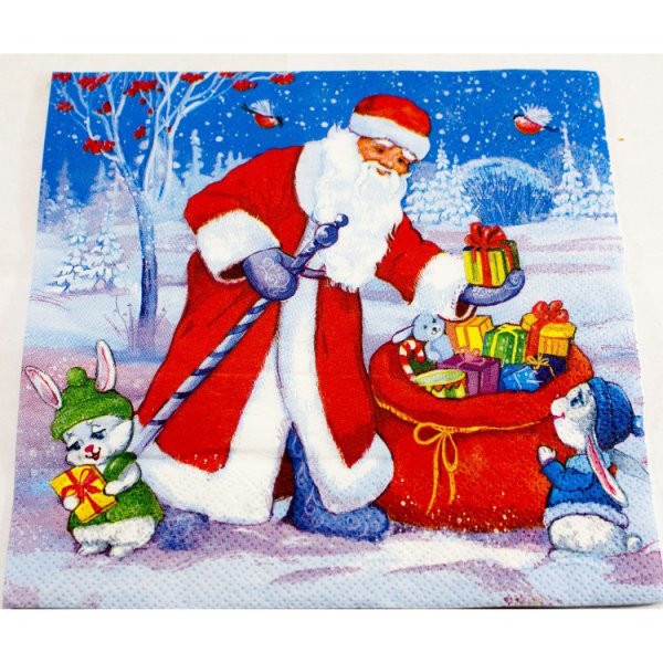 ;Салфетки fresco 33*33 20шт. Новый год! Дед Мороз
