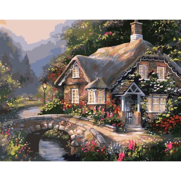 Красивый пейзаж с домиком