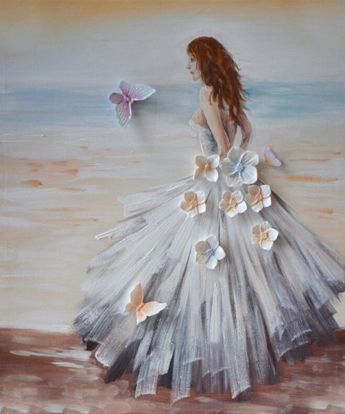 Картины с девушками в развивающихся платьях