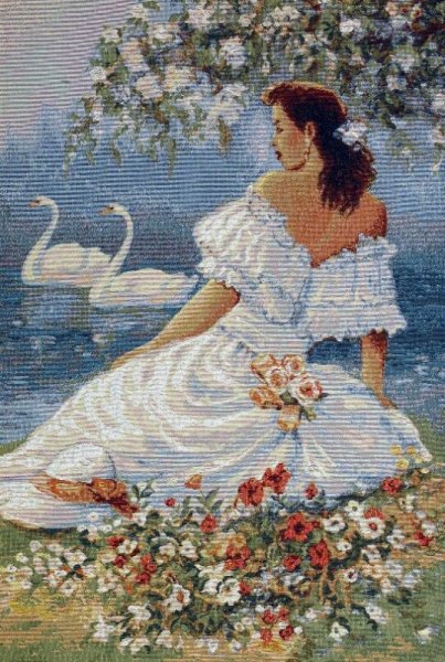 Девушка в белом живопись