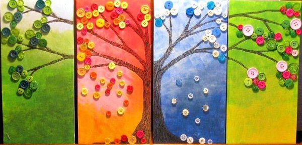 Весеннее панно из пуговиц